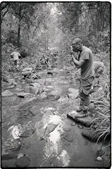 Soldiers Washing Themselves in Stream