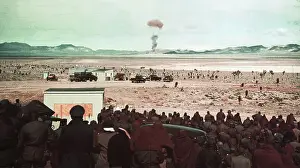 Soldiers Watching Atom Bomb Explosion