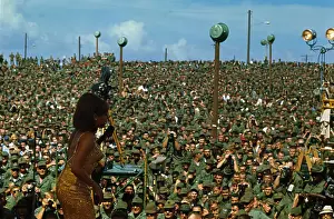 Cam Ranh Bay Prints: Soldiers Watching Singer During Bob Hope Show in Vietnam