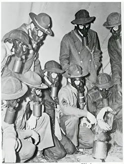 Arkansas Prints: Soldiers Wearing Gas Mask in Training