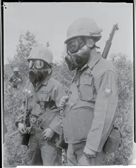 Soldiers Wearing Gas Masks