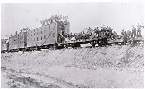 Cooperation Prints: Soldiers and Workmen Posing on Train