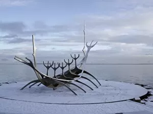 Weather Gallery: Solfar, sun voyager sculpture in Reykjavik, Iceland