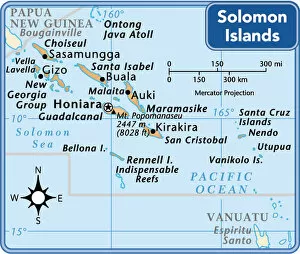 Images Dated 25th June 2018: Solomon Islands country map