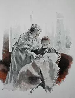 Images Dated 20th December 2019: The Son and the Heir, the Mother and the Grandmother with a Baby, 1881, Germany, Historic