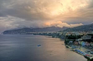 Images Dated 18th November 2010: Sorrento and Bay of Naples stormy sunset