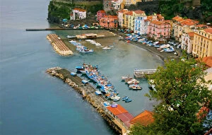 Images Dated 18th November 2010: Sorrento colourful small harbour aerial view