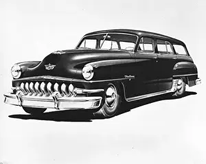 Prints of Promotional illustration of the De Soto Firedome Eight, all-steel station wagon, 1952. (Photo by PhotoQuest/Getty Images) Timeless Moments: A Visual Journey Through History’s Defining Images: De Soto Firedome Eight