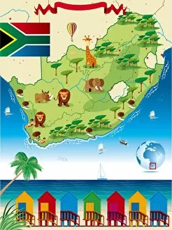 Images Dated 1st March 2018: South Africa Cartoon Map