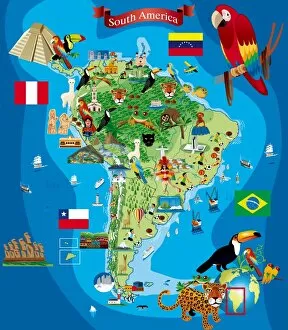 Images Dated 1st March 2018: South America Cartoon Map