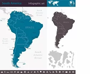 Images Dated 26th August 2017: South America - Infographic map - illustration