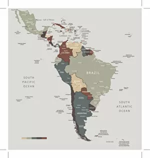 Images Dated 26th November 2017: South America map countries and cities