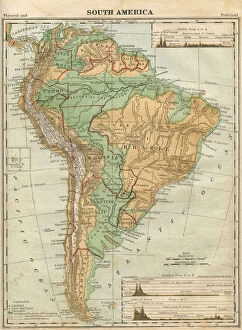 South America Gallery: South America Map Illustration, Travel, Exploration, Antique 1871 Illustration