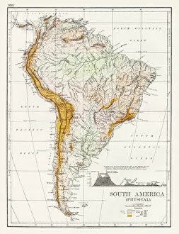 Images Dated 21st August 2016: South America Physical map 1897