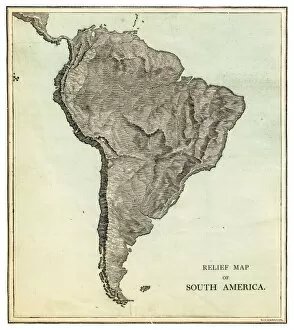 Images Dated 3rd March 2017: South America relief map 1875