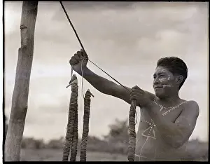 Paint Prints: South American Man Making Rope