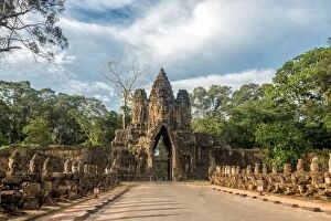 Images Dated 5th October 2016: South Gate of Angkor Thom complex.Bayon Temple Entrance, Angkor Thom gate, Siem Reap, Cambodia