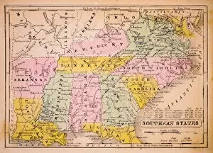 Images Dated 1st December 2015: Southern States 1852 Map