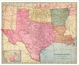 Images Dated 11th April 2018: Southern states map 1892