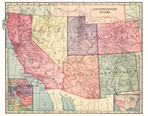 Images Dated 11th April 2018: Southwestern states map 1892