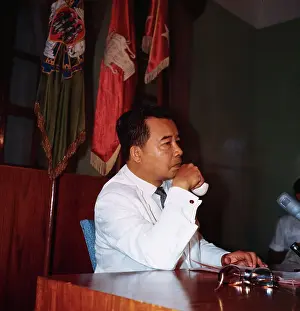 Souvanna Phouma Attending a Press Conference