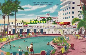 Souvenir postcard, Private Pool Club, Miami Beach, ca 1940s