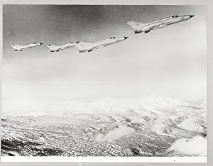 Soviet Jet Fighter Interceptors in Flight