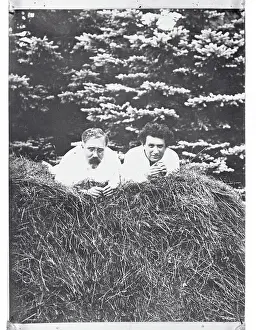 Soviet Politicians Laying in Pile of Hay