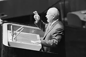 Soviet Premier Nikita Khrushchev Delivering Speech at United Nations
