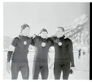 Soviet Skaters Posing at Olympic Practice Session