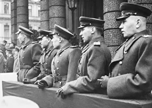 Czechoslovakia Prints: Soviet Soldiers Watching Czechoslovakian Independence Parade