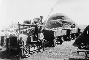 Soviets Loading Grain onto Vehicle