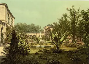 Gardens Prints: Spa garden and spa house in Bad Kissingen, Bavaria, Germany