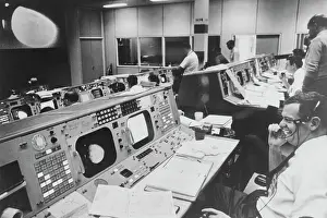 Instrument Panel Prints: Space Flight Director Watching Television Broadcast