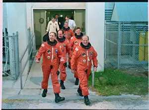 Space Shuttle Discovery Crew Heading for Van