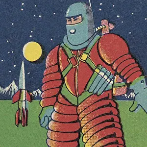 Illustration And Pain Prints: Spaceman in Outer Space