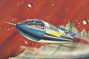 No Peopl Prints: Spaceship in Outer Space