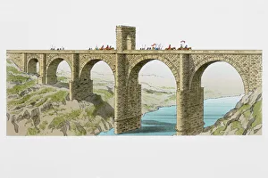 Dorling Kindersley Prints Gallery: Spain, Alcantara, Roman arched stone bridge
