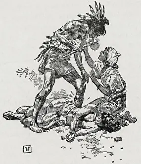 Spanish Soldier Juan Ortiz After Capture by Native American