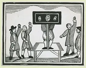 Oppression Prints: Spectators near Man in Stocks