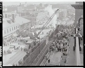 Salem Prints: Spectators Watching a Crane Trying to Right a Fallen Crane