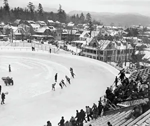 Corner Prints: Speed Skaters Going Through Corner on Track