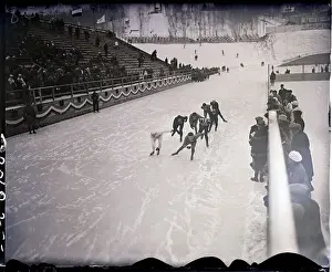 Speed Skaters on Stretch of Lap