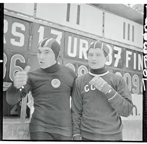 Speed Skaters Winners Posing in Olympic Attire