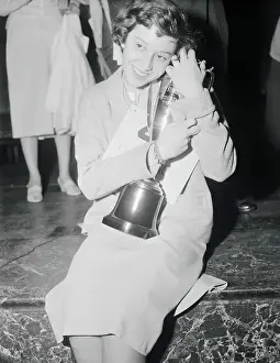 Spelling Prints: Spelling Bee Champion Holding Trophy