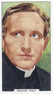 Prints of Collectible Gallaher tobacco card, My Favorite Part series, published 1939, depicting Hollywood cinema stars portrayed in their favorite film role Step Back in Time with Iconic Collectible Cards: Spencer Tracy, My Favorite Part series, Collectible Tobacco Card, 1939