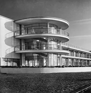 Square Prints: Spiral staircase leading to the lounge and sunroof of the De La Warr Pavilion in Bexhill-on-Sea