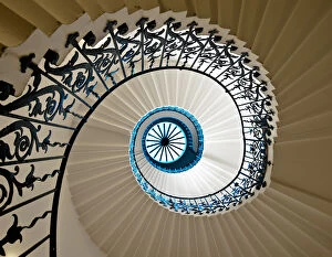Spiral Stair Abstracts Collection: Spiral staircase at Queens House, Greenwich, London