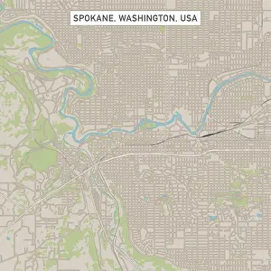 Spokane Prints: Spokane Washington US City Street Map