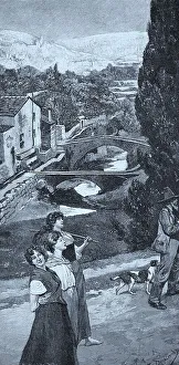 Leisure Collection: Spring day in San Remo, Italy, three young woman walking, Historical